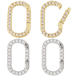 (52) Непрозрачная лаванда 4 шт. 2 цвета латуни микропаве кубические циркониевые застежки, овальные, разноцветные, 17x10.5x2.5 мм, 2 шт / цвет