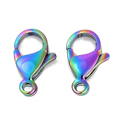 Rainbow Color 304 нержавеющая сталь застежка когтя омара, Радуга цветов, 15x9x4 мм, отверстие : 1.6 мм