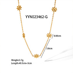 Настоящее золото 18K Элегантные 304 ожерелья из нержавеющей стали в виде цепочек-маргариток для женщин, реальный 18 k позолоченный, 15.94 дюйм (40.5 см)