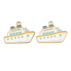 Ship Подвески из эмали и сплава, золотые, корабельные прелести, 21x28x1.2 мм, отверстие : 1.77 мм