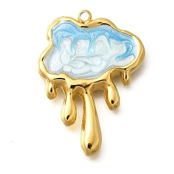 Светло-Голубой 304 нержавеющей стальной эмали подвески, очарование медузы, реальный 18 k позолоченный, Небесно-голубой, 25x18x2.5 мм, отверстие : 1.4 мм