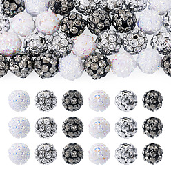 (52) Непрозрачная лаванда 30шт 6 цвета смолы бусины со стразами, круглые, разноцветные, 16~17 мм, отверстие : 2~2.5 мм, 5 шт / цвет