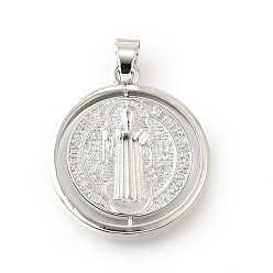 Платина Латунные подвески, без кадмия и без свинца, вращающиеся подвески, плоский круглый с узором священника, платина, 29x25.5x3.5 мм, отверстие : 6x4 мм