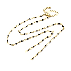 Шпинель Цепи латуни ожерелье решений, с натуральной черной шпинелью, стойки покрытие, долговечный, реальный 18 k позолоченный, 18.82 дюйм (47.8 см)