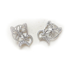 Платина Дужки из латуни с цирконием, кошка, для изготовления жемчуга в стиле барокко, платина, 15x12 мм