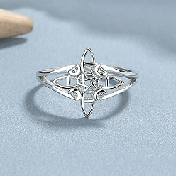 Платина Ведьмин узел 925 кольца из стерлингового серебра для женщин, платина, внутренний диаметр: 17.8 мм