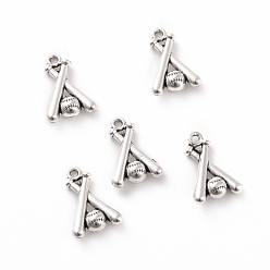 Античное Серебро Сплавочные подвески тибетского стиля, бейсбольной битой, античное серебро, 18.5x13.5x5 мм, отверстие : 1.6 мм, 100 шт / пакет