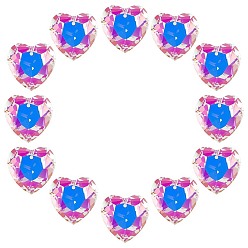 Прозрачный АВ 12 шт. Стеклянные подвески, сердце, AB цвет, граненые, ясно AB, 27x27x9.5 мм, отверстие : 1.6 мм