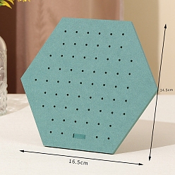 Средний Аквамарин Бархатные стойки для сережек, дисплей ювелирных изделий стойки, с деревом, шестиугольник, средний аквамарин, 16.5x14.5 см