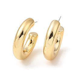 Golden Plated Ring Acrylic Stud Earrings, Half Hoop Earrings with 316 Surgical Stainless Steel Pins, Golden Plated, 37x8.5mm