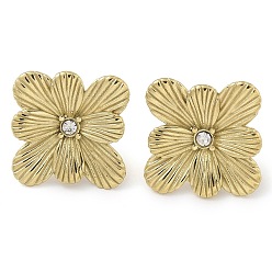 Настоящее золото 14K Ионное покрытие (ip) 304 серьги-гвоздики из нержавеющей стали, со стразами для женщин, квадратный, реальный 14 k позолоченный, 19x19 мм