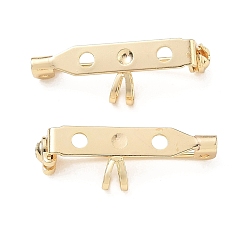 Light Gold Messing-Stiftnadeln mit Öse zur Herstellung von Broschen, langlebig überzogen, Gestell, Licht Gold, 27x9x6.5 mm, Loch: 2.5 mm & 4.5x3.5 mm