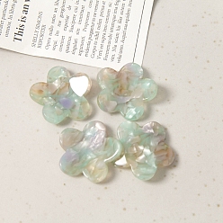 Темный Морско-зеленый Акриловый кабошоны, цветок, темно-зеленый, 25x25 мм