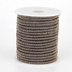 Light Khaki Polyester Metallic Cord, with Iron Chains Inside, Light Khaki, 4x3.5~4mm, about 18yards/roll