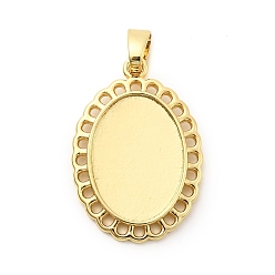 Золотой Овальная латунная настройки подвеска кабошон, стойки покрытие, долговечный, без кадмия и без свинца, золотые, лоток : 18.5x13 мм, 27x18.5x2.5 мм, отверстие : 5.5x3.5 мм