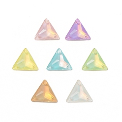 Mixed Color Mocha Effect Triangle Shape Sew on Rhinestone, K5 Glass Rhinestone, Multi-Strand Link, Plated Flat Back, Sewing Craft Decoration, Mixed Color, 22x25x7mm, Hole: 1mm