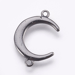 Черный Цвет Металла Соединители латунные звенья, без свинца и без кадмия, луна, металлический черный , 19x13x1 мм, отверстие : 1.2 мм