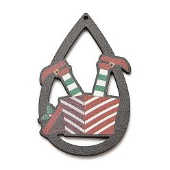 Body Древесины подвески, слеза, прелести рождественской тематики, тело, 54.5x34.5x2.5 мм, отверстие : 1.6 мм