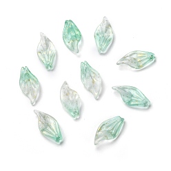 Зеленый Прозрачные стеклянные подвески, Petaline, зелёные, 20x9.5x3 мм, отверстие : 1.2 мм