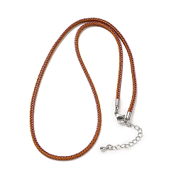 Индийский Красный 2.5мм нейлоновый плетеный шнур для изготовления ожерелий, с латунными выводами и 304 застежками из лобстера из нержавеющей стали, долговечный, стойки покрытие, платина, Индийская красная, 17.72 дюйм (45 см)