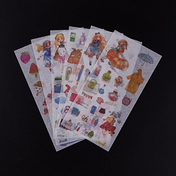Gemischte Farbe Süße Mädchen Thema Scrapbooking Aufkleber, selbstklebend, für Tagebuch, Album, Heft, DIY Kunsthandwerk, Kalender, Gemischte Farbe, 16.1x8x0.01 cm, 6 Blätter / Satz