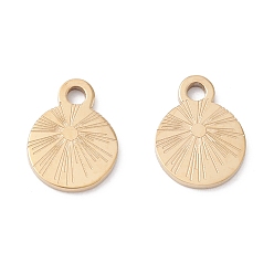 Настоящее золото 24K Ионное покрытие (ip) 316 хирургические брелоки из нержавеющей стали, плоско-круглые, реальный 24 k позолоченный, 8x6x0.8 мм, отверстие : 1 мм