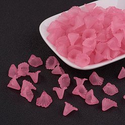 Pink Прозрачные акриловые бусины, матовые, цветок, окрашенные, розовые, 12x12x1.8 мм, Отверстие : 1.5 мм , около 1900 шт / 500 г