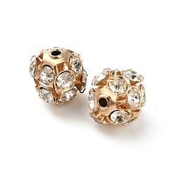 Золотой 10мм латунные хрустальные бусины со стразами, круглые, для ювелирных проектов, золотые, 9~10x10 мм, отверстие : 1.4 мм