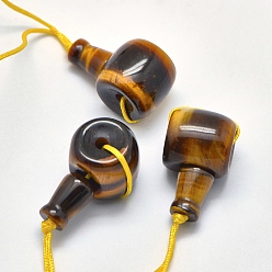 Тигровый глаз Натуральный тигр глаз 3 дыра гуру бисер, T-просверленные бусы, 25~26x13x14 мм, отверстия: 1.8 mm, 2 mm