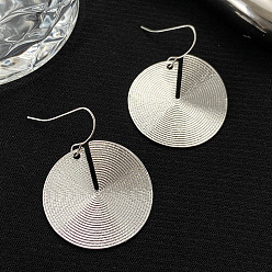 Платина Плоские круглые серьги-подвески из текстурированного сплава, платина, 50 мм