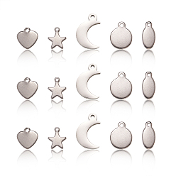 Нержавеющая Сталь Цвет 304 подвески из нержавеющей стали, зеркальная полировка, штамповка пустой метки, цвет нержавеющей стали, 16x11x0.9 мм, отверстие : 1.4~1.5 мм