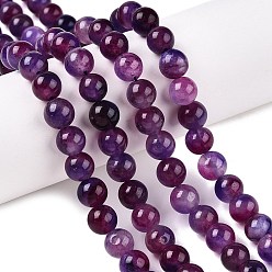 Фиолетовый Окрашенные природные белый нефрит бисер пряди, два тона, круглые, фиолетовые, 8x8 мм, отверстие : 0.9 мм, около 47~48 шт / нитка, 15.16~15.72'' (38.5~39.3 см)
