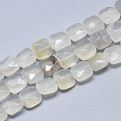 Натуральный Агат Натуральный белый агат бисер нитей, граненые, квадратный, 8~8.5x8~8.5x5 мм, Отверстие : 1 мм, около 25 шт / нитка, 8.0''