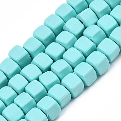 Dark Turquoise Handmade Polymer Clay Beads Strands, Cube, Dark Turquoise, 5x5x5mm, Hole: 1.8mm, about 86~88pcs/strand, 15.35 inch~16.34 inch(39~41.5cm)