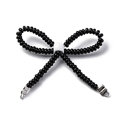 Черный Ссылки на компоненты люстры из сплава и стеклянных бусин, платина, белые, чёрные, 45~70x38~69x7 мм, отверстие : 1~1.6 мм, бусина : 3~3.5 mm