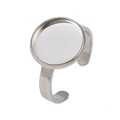 Нержавеющая Сталь Цвет 304 компоненты манжетного кольца из нержавеющей стали, настройки кольца чашки безеля, плоско-круглые, цвет нержавеющей стали, лоток : 14 мм, 3 мм, регулируемый