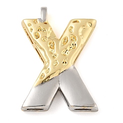 Letter X Латунные подвески, без кадмия, без никеля и без свинца, настоящее 18k позолоченное и платиновое, письмо амулеты, Письмо X, 27.5x22.5x3.5 мм, отверстие : 3.5x1.5 мм