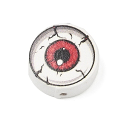 Red Halloween Wood Beads, Eye, Red, 19x7mm, Hole: 2mm