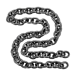 Gunmetal Aluminum Cable Chain Bag Tape, Bag Replacement Accessories, without Clasps, Gunmetal, 100cm