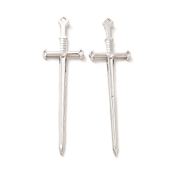 Платина Кабошоны из сплава для покрытия стойки, без кадмия, без никеля и без свинца, меч, платина, 79.5x22.5x5 мм