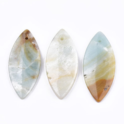 Амазонит Природные подвески амазонит, лошадиный глаз , 40.5~42x17.5~19x4 мм, отверстие : 1 мм