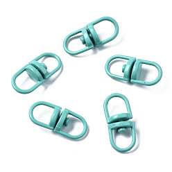 Turquoise Spray Painted Eco-Friendly Alloy Double Eye Swivel Clasps, Swivel Snap Hook, Key Clasp Connectors, Cadmium Free & Nickel Free & Lead Free, Turquoise, 19x9x6mm, Hole: 5X5.5mm