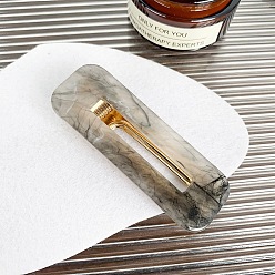 Светло-серый Акриловая крокодил заколки, для женщин девушек, прямоугольные, светло-серый, 65x23 мм