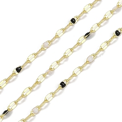 (52) Непрозрачная лаванда Латунные цепи с покрытием стойки, с эмалью, с катушкой, пайка без свинца и кадмия, реальный 18 k позолоченный, разноцветные, 4x2x0.2 мм