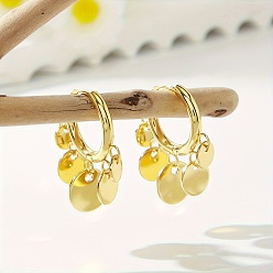 Золотой 201 серьги из нержавеющей стали из люстр, плоско-круглые, золотые, 26x17 мм