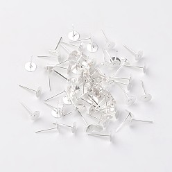 Silver Iron Ear Stud Findings, Silver Color Plated, 12x6mm, Pin: 0.8mm