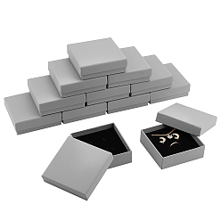 Серый Картонная коробка, крышка с защелкой, с губчатым ковриком, коробка ювелирных изделий, квадратный, серые, 9.2x9.2x3.1 см