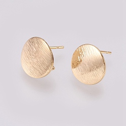 Настоящее золото 18K Латунные выступы уха, для изготовления серьги diy, с петлей, плоско-круглые, без никеля , реальный 18 k позолоченный, 12 мм, отверстие : 2 мм, штифты : 0.5 мм