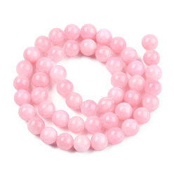 Pink Natural Dyed Yellow Jade Gemstone Bead Strands, Round, Pink, 8mm, Hole: 1mm, about 50pcs/strand, 15.7 inch