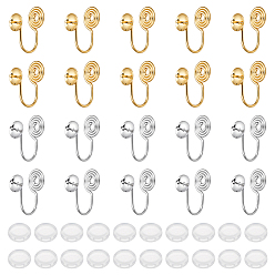 (52) Непрозрачная лаванда 20 шт. 2 цвета латунные клипсы преобразователи выводы, с силиконовой клипсой на подушечках для серег, разноцветные, 14x12x8 мм, штифты : 0.7 мм